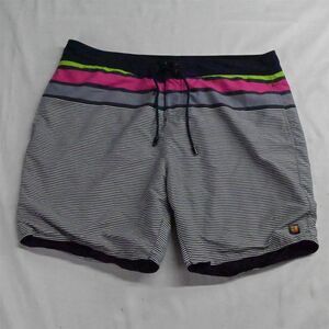 Hugo Boss XL x 7" Blue Stripe Mens Swim Surf Beach‎ Lined Board Shorts